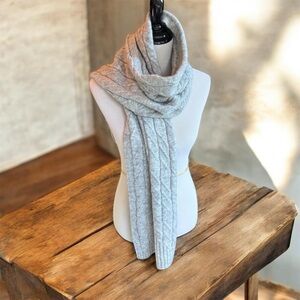Gray Glittery Cable Knit Scarf